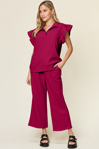 Athena Top and Drawstring Wide Leg Pants Set