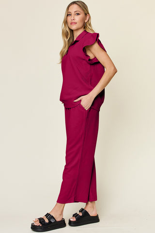 Athena Top and Drawstring Wide Leg Pants Set