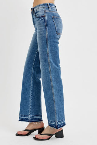 Risen Raw Hem Ankle Bootcut Jeans