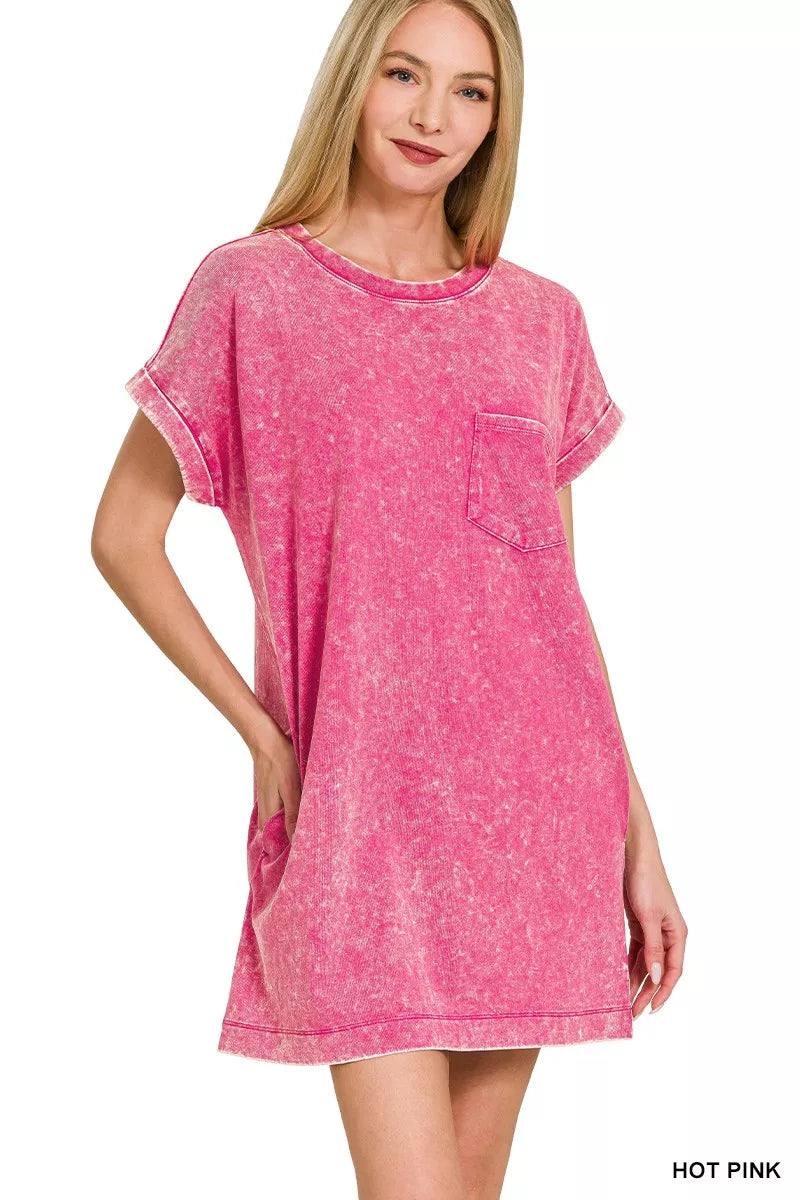 fuchsia t shirt dress Running Errands T-Shirt Dress in Fuchsia